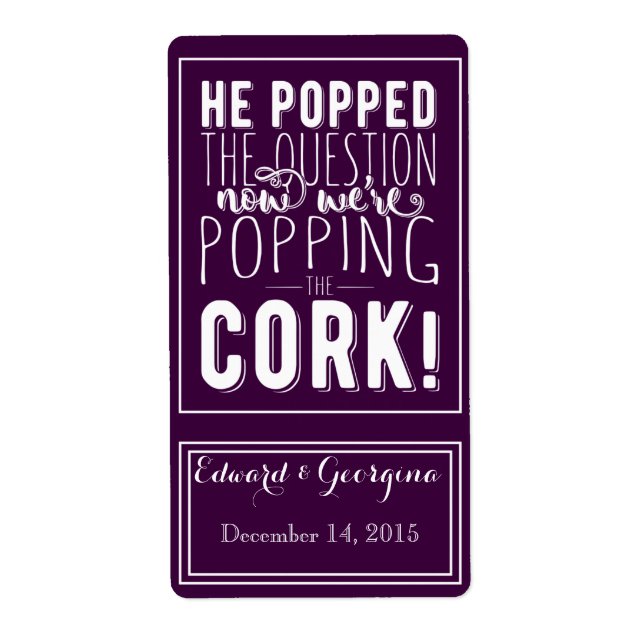 Bröllop vin flaska-etiketten.. fraktsedel (Framsidan)