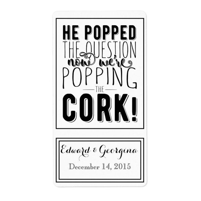 Bröllop vin flaska-etiketten.. fraktsedel (Framsidan)