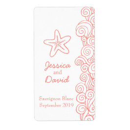 Bröllop vin föredrar personlig etikett för korall fraktsedel