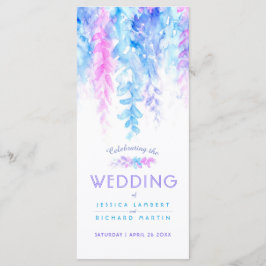 Bröllop viner med vattenfärg lila blå program