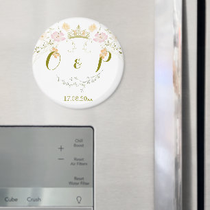 Bröllop Vintage Blommigt Classic Magnet