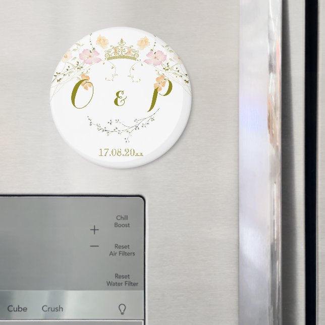 Bröllop Vintage Blommigt Classic Magnet (In Situ (Fridge))