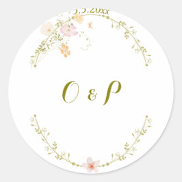 Bröllop Vintage Blommigt för utsmyckning, klassisk Runt Klistermärke