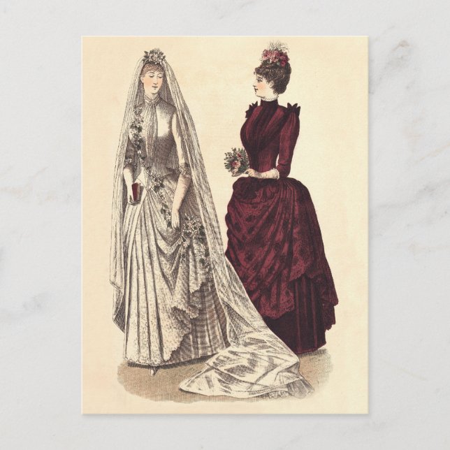 Bröllop Vintage brudtärnor och brudnäbb Vykort (Framsida)