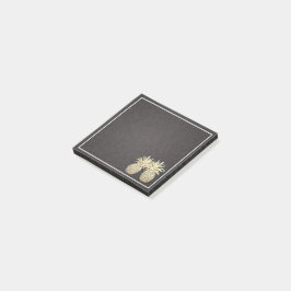 Bröllop Vintage Modern Svart Guld Ananas Par Post-it Block