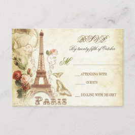 Bröllop vintage shabby OSA kort - PARIS FRANKRIKE