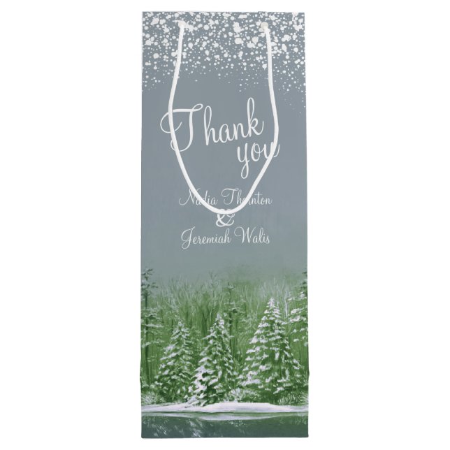 Bröllop vintertid gräs träd grönt grått art tack f (Baksidan)