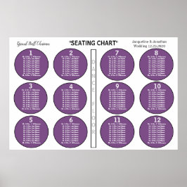 Bröllop Violet 12 Bord-sittdiagram Poster