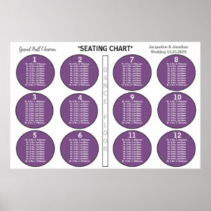 Bröllop Violet 12 Bord-sittdiagram Poster