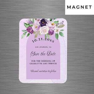 Bröllop violet lila blommor arch-skript magnet