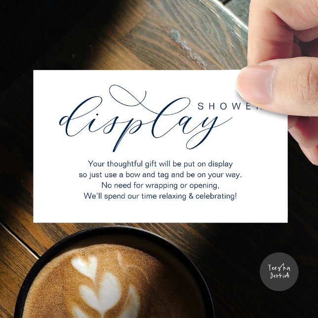 Bröllop Visning Shower, Modern elegance minimalist Tilläggskort (Wedding Display Shower, Modern elegance Bridal Enclosure Card Romantic Classy Navy Blue)