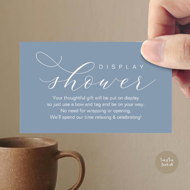 Bröllop Visning Shower, modern elegans, minimal Tilläggskort (Wedding Display Shower, Modern elegance Bridal Enclosure Card Romantic Dusty Blue)