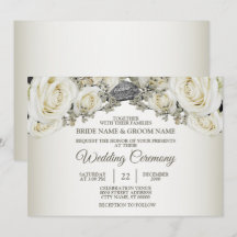 Bröllop Vit Blommig Grönska Beige Elegant Modern