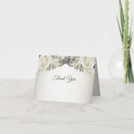Bröllop Vit Blommig Grönska Party Elegant Modern Tack Kort