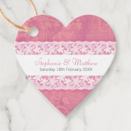 Bröllop vit snöre på laxens rosa gåvor etiketter