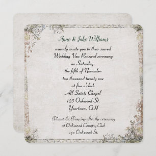 bröllop vow förnyelse av den gammalmodiga blommigt inbjudningar