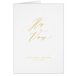 Bröllop Vow-kortet i Modern Guld Calligraphy Bok H Hälsningskort