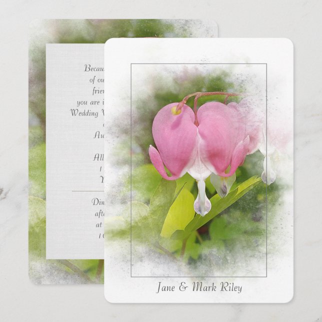 Bröllop Vow Renewal-blödande hjärtblomma Inbjudningar (Fram/baksida)