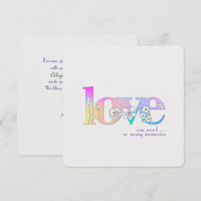 Bröllop Vow Renewal-blommigt kärlek teckensnitt Inbjudningar (Fram/baksida)