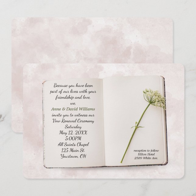 Bröllop Vow Renewal Bok Inbjudan (Fram/baksida)