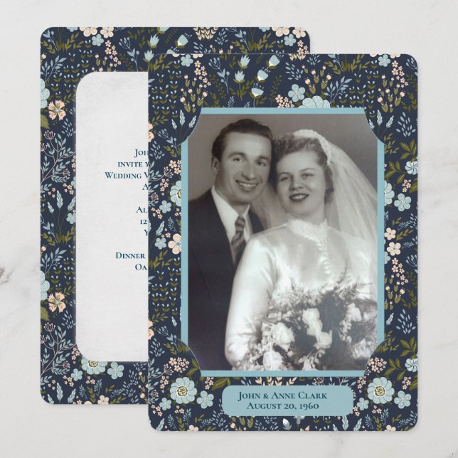 Bröllop Vow Renewal Ceremony blommigt ram Inbjudningar (Fram/baksida)