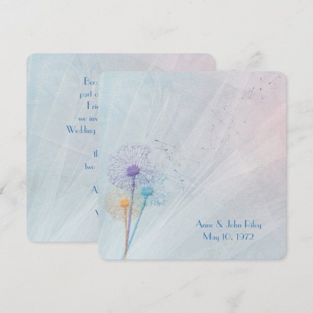 Bröllop Vow Renewal Dandelion Bouquet Inbjudningar (Fram/baksida)