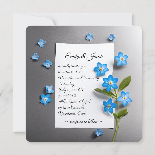 Bröllop Vow Renewal Glöm-Me-Nots Inbjudningar (Framsida)