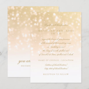 Bröllop Vow Renewal Guld Bokeh Gnistra Ljus Inbjudningar