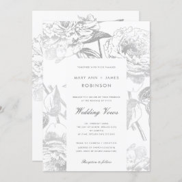 Bröllop Vow Renewal Modern Simple Blommigt Silver Inbjudningar
