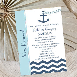 Bröllop Vow Renewal Nautical Blue Inbjudningar