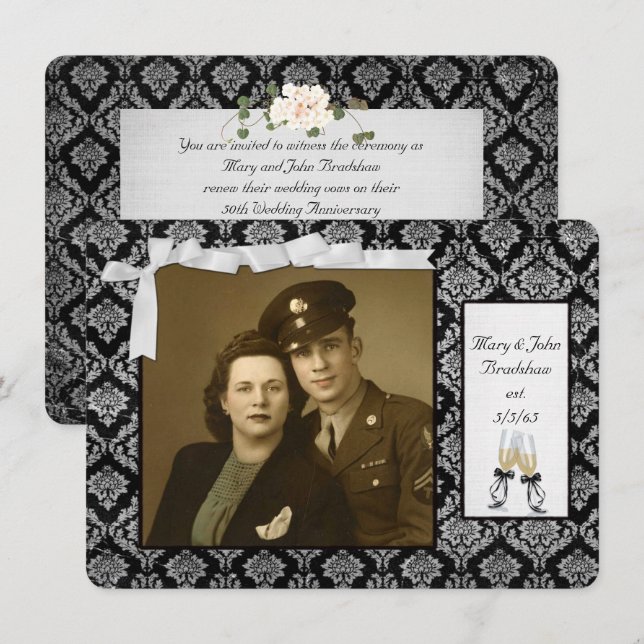 Bröllop Vow Renewal på årsdagen Inbjudningar (Fram/baksida)