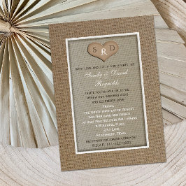 Bröllop Vow Renewal Rustic Burlap Ram med hjärta Inbjudningar