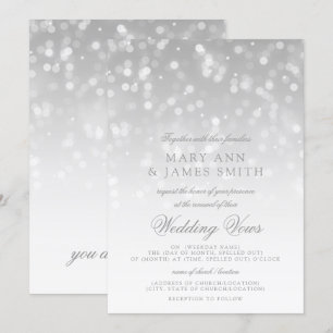 Bröllop Vow Renewal Silver Bokeh Gnistra Ljus Inbjudningar