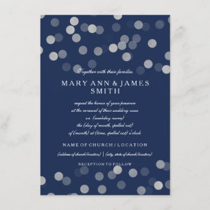 Bröllop Vow Renewal Slever Glitter marinblått Inbjudningar