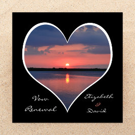 Bröllop Vow Renewal Sunset in Heart on Black Inbjudningar