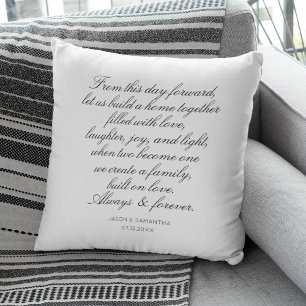 Bröllop Vows Personlig Calligraphy Newlyweds Kudde