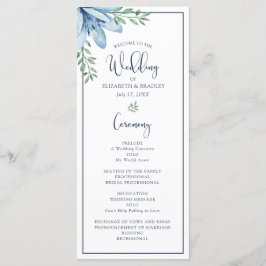 Bröllop Watercolor Blommigt Blue Bloom Program