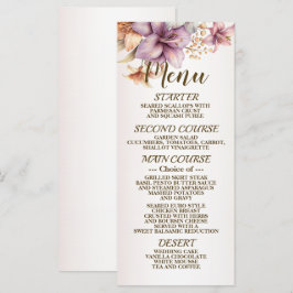Bröllop Watercolor Boho Rosa Flowers Elegant Meny