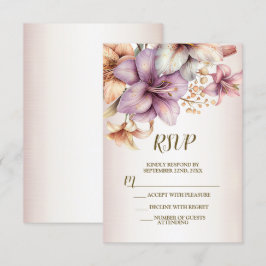 Bröllop Watercolor Boho Rosa Flowers Elegant OSA Kort