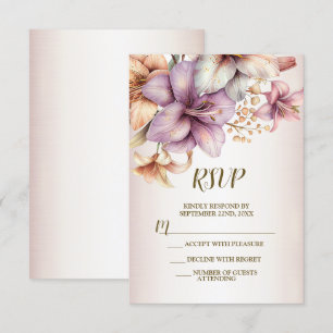 Bröllop Watercolor Boho Rosa Flowers Elegant OSA Kort
