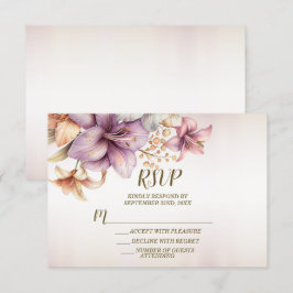 Bröllop Watercolor Boho Rosa Flowers Elegant OSA Kort