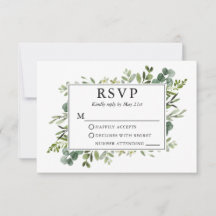 Bröllop Watercolor Botanical Grey