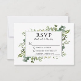 Bröllop Watercolor Botanical Grey OSA Kort