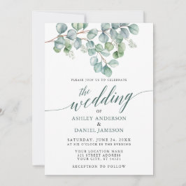 Bröllop Watercolor Eucalyptus Greenery Calligraphy Inbjudningar