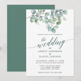 Bröllop Watercolor Eucalyptus Greenery Calligraphy Inbjudningar