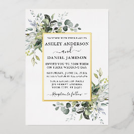 Bröllop Watercolor Greenery Elegant Guld