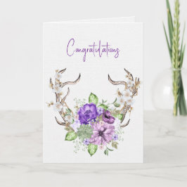 Bröllop Watercolor Hjort Antler Bouquet Kort