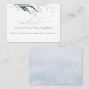Bröllop webbplats Dusty Blue Greenery Affärskort Visitkort