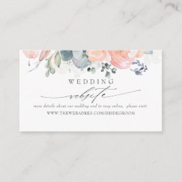 Bröllop webbplats Dusty Blue och Peach Foliage Visitkort