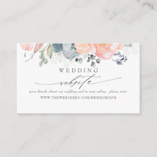 Bröllop webbplats Dusty Blue och Peach Foliage Visitkort